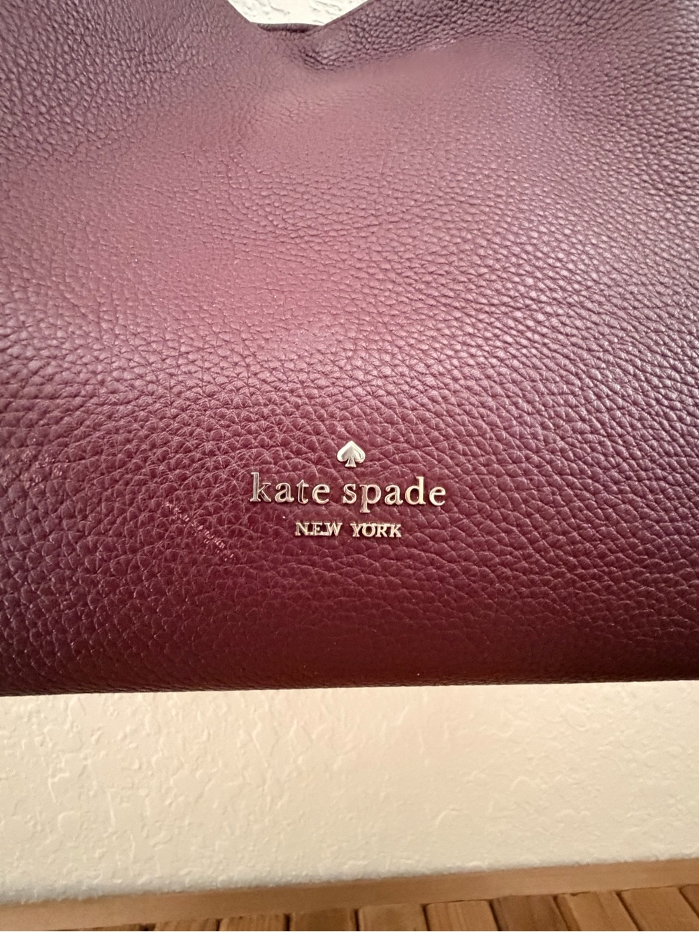 Kate Spade Pebbled Leather Shoulder Tote in Burgundy Wine - Picture 8 of 12